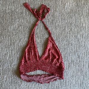 Red halter top
